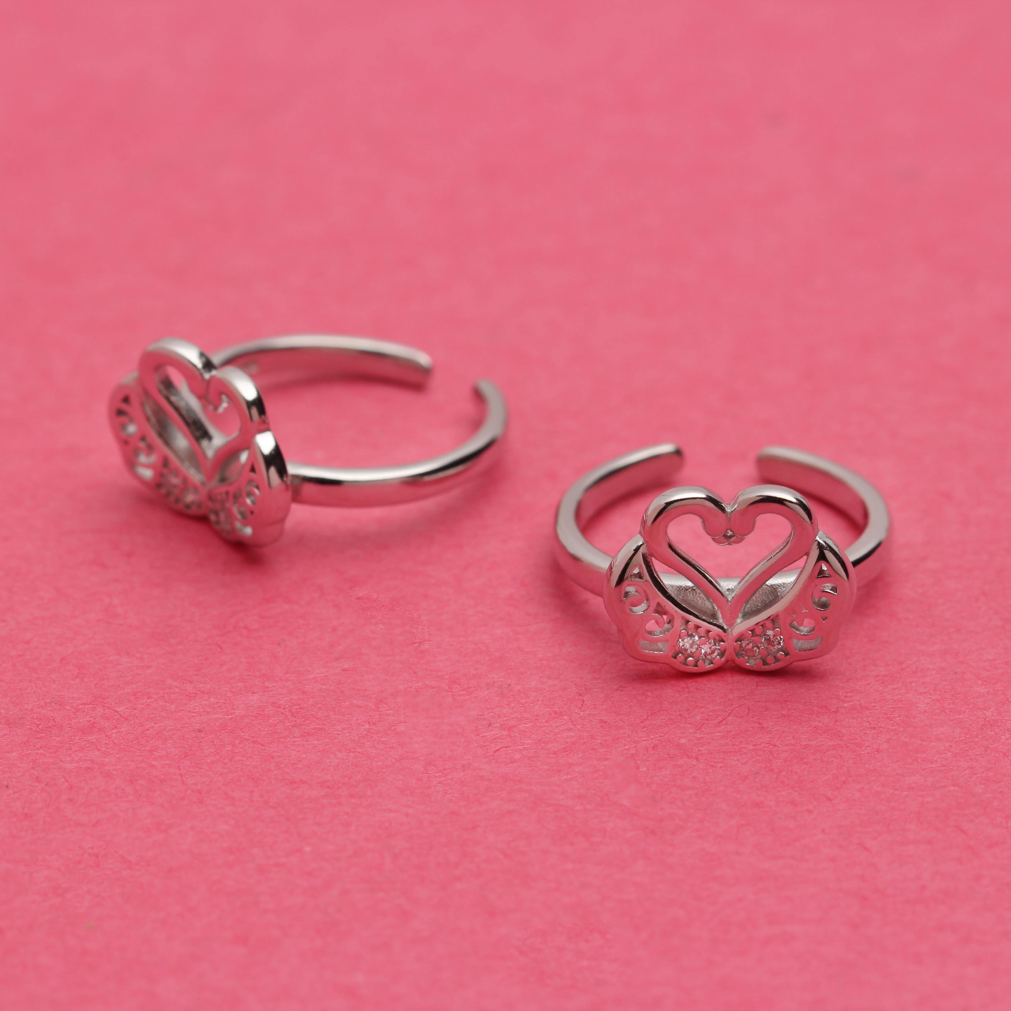 Silver Heart Shape Toe Ring Jewelry - By Unniyarcha - Original Manufacturers of Silver Jewelry, Gold Plated Jewellery, Fashion Jewellery and Personalized Soul Bands and Personalized Jewelry