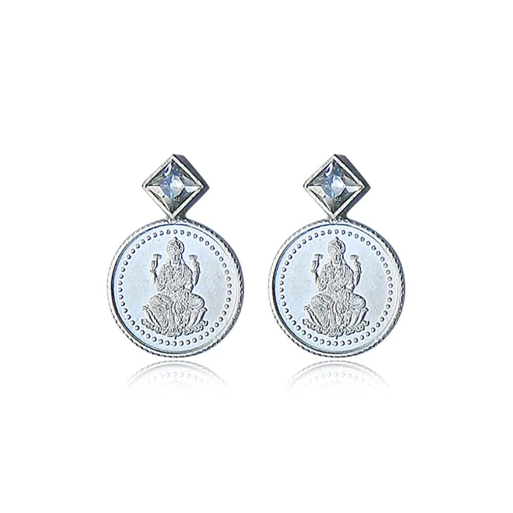 Silver Lakshmi coin stud