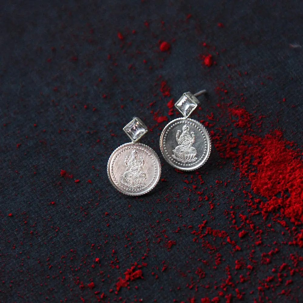 Silver Lakshmi coin stud