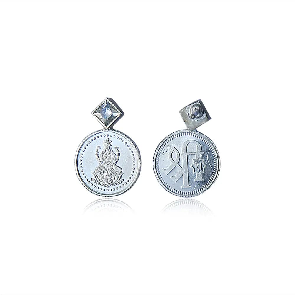 Silver Lakshmi coin stud