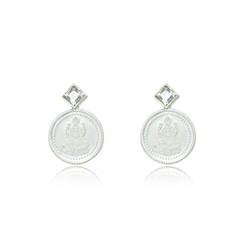 Silver Lakshmi coin stud
