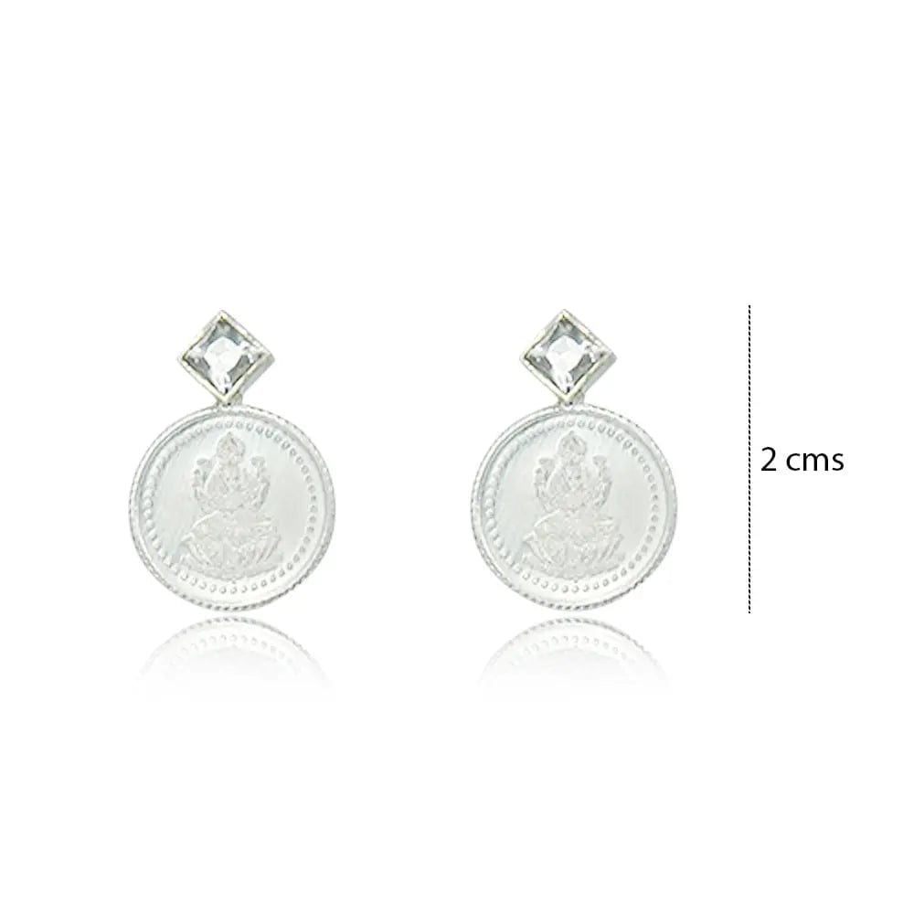 Silver Lakshmi coin stud