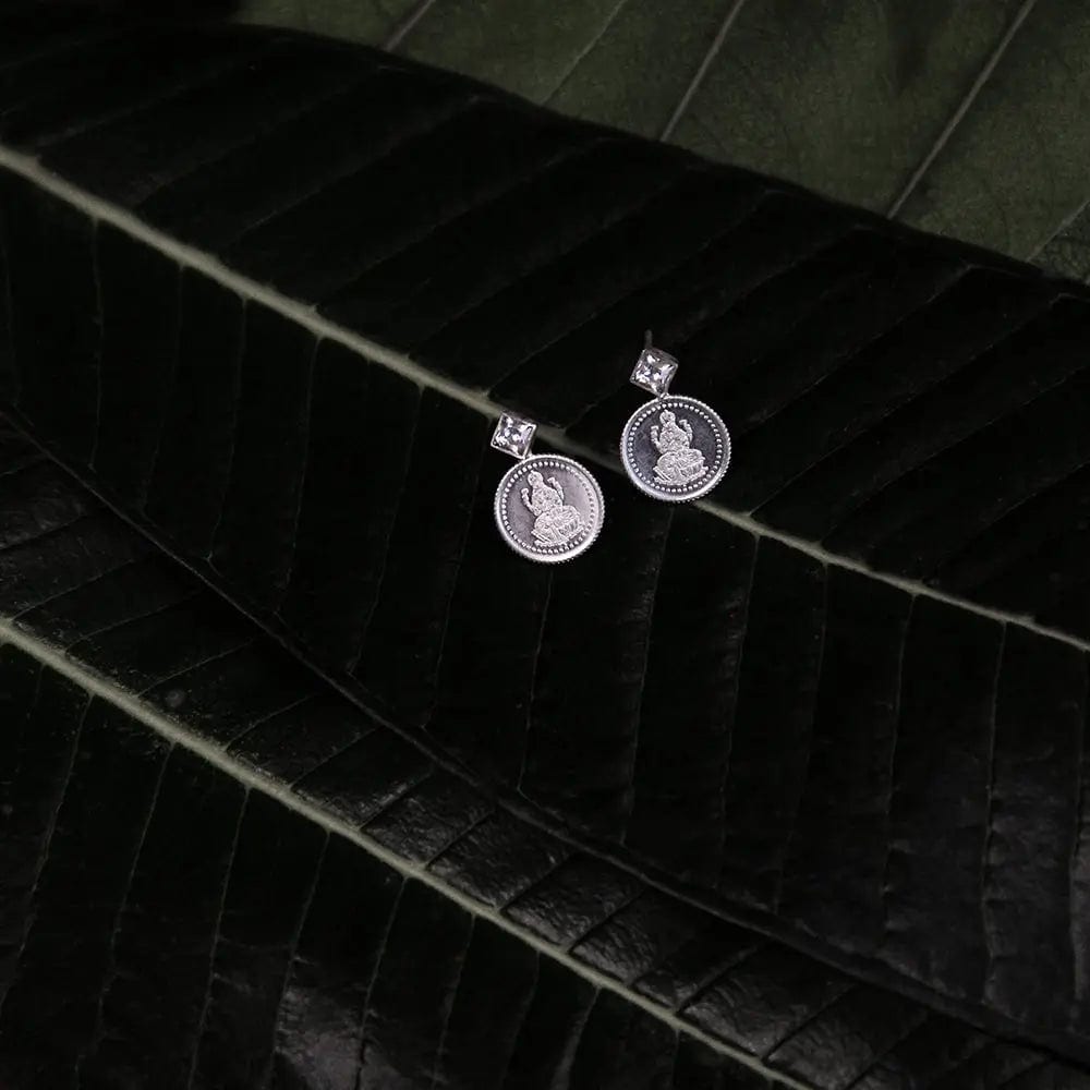 Silver Lakshmi coin stud