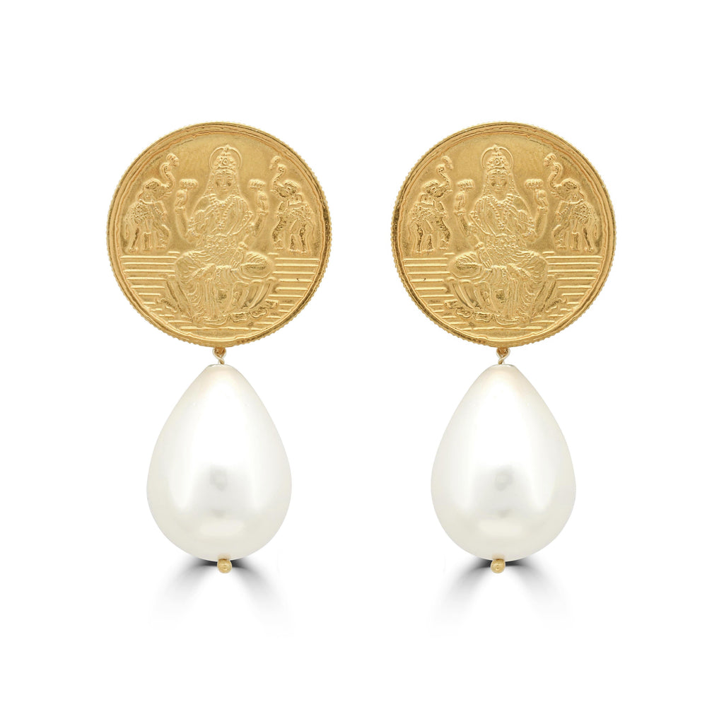 Silver Kuber Pearl Drop Earring