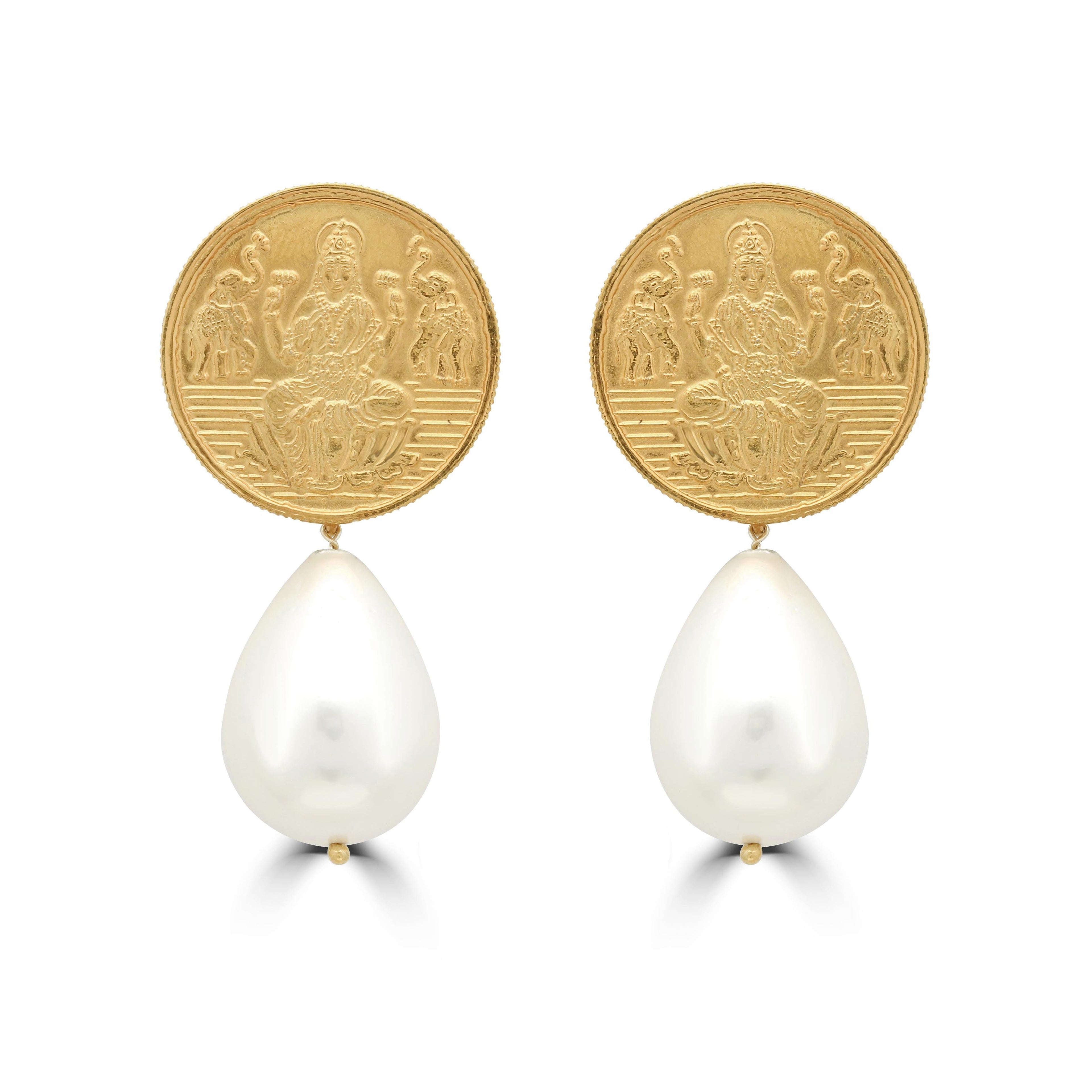 Silver Kuber Pearl Drop Earring