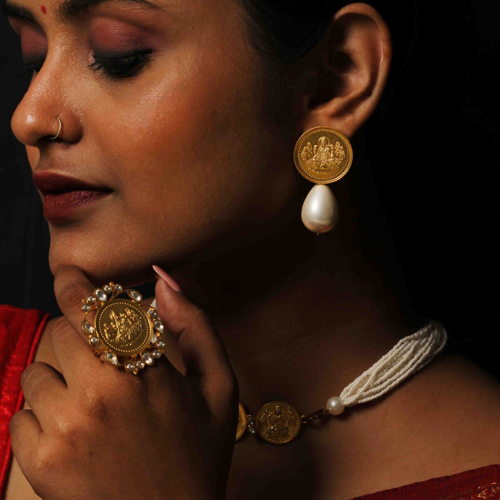 Silver Kuber Pearl Drop Earring Earrings - By Unniyarcha - Original Manufacturers of Silver Jewelry, Gold Plated Jewellery, Fashion Jewellery and Personalized Soul Bands and Personalized Jewelry