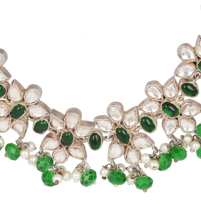 Silver Oxidised Polki Jadau - By Unniyarcha - Original Manufacturers of Silver Jewelry, Gold Plated Jewellery, Fashion Jewellery and Personalized Soul Bands and Personalized Jewelry