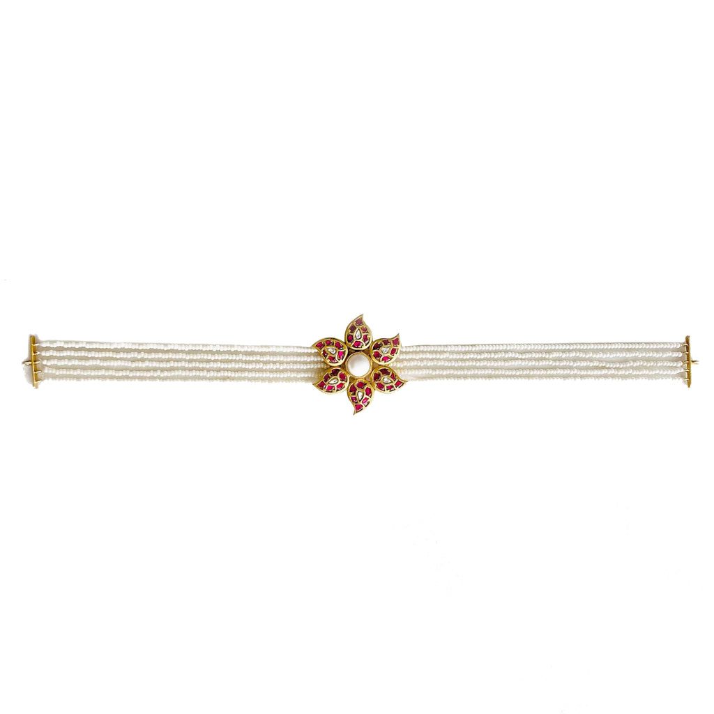 Silver Pearl Flower Choker