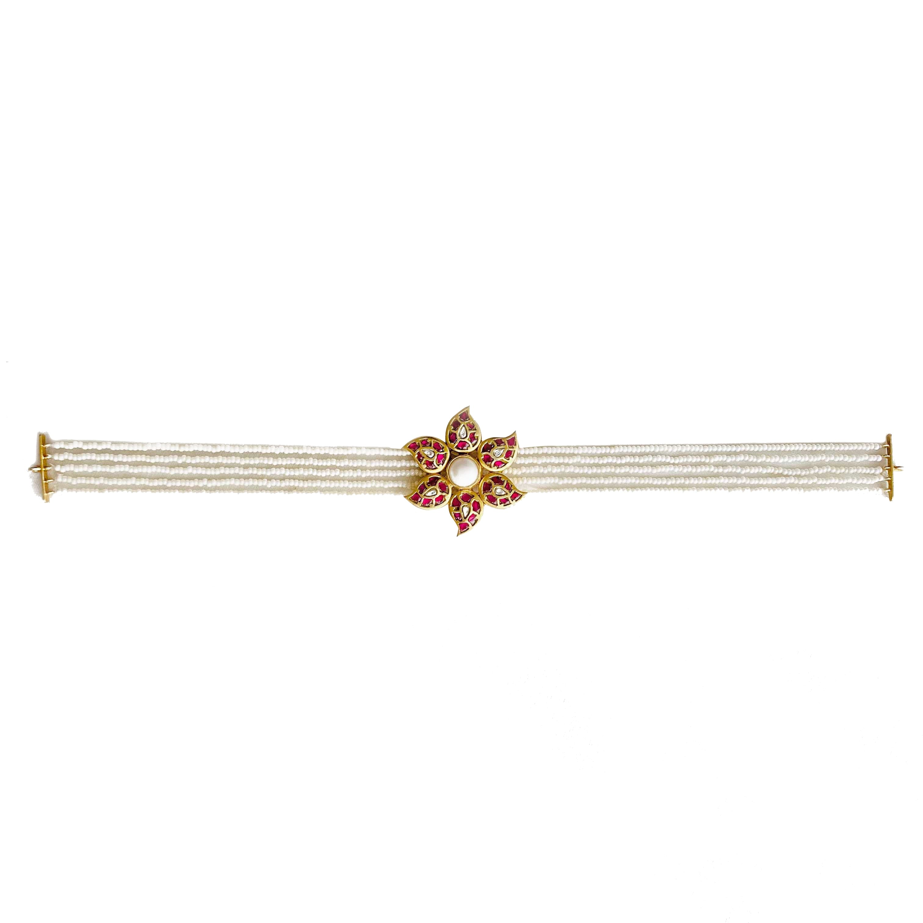 Silver Pearl Flower Choker