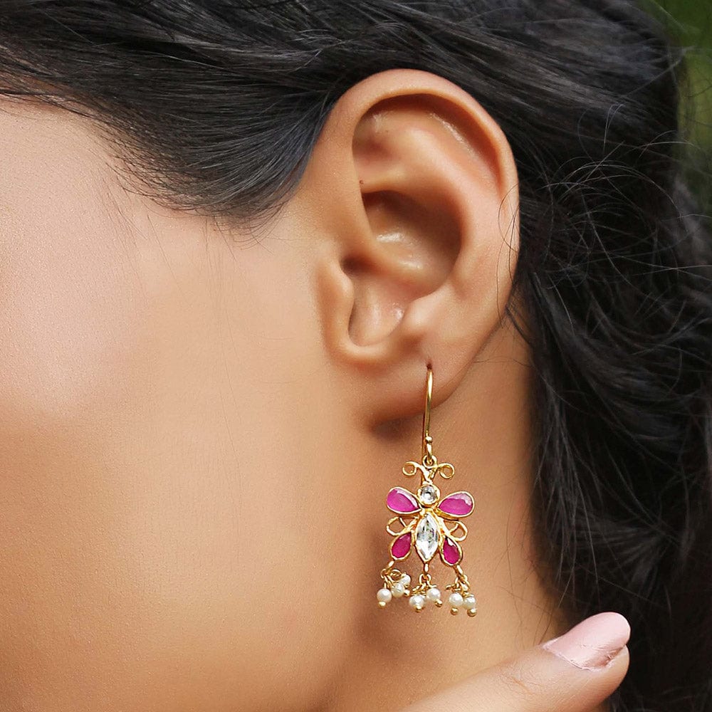 SILVER BUTTERFLY DANGLING EARRINGS