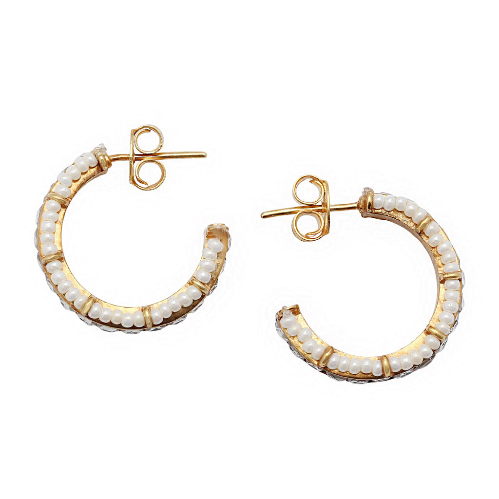SILVER WHITE PEARL HOOP EARRINGS Earrings - By Unniyarcha - Original Manufacturers of Silver Jewelry, Gold Plated Jewellery, Fashion Jewellery and Personalized Soul Bands and Personalized Jewelry