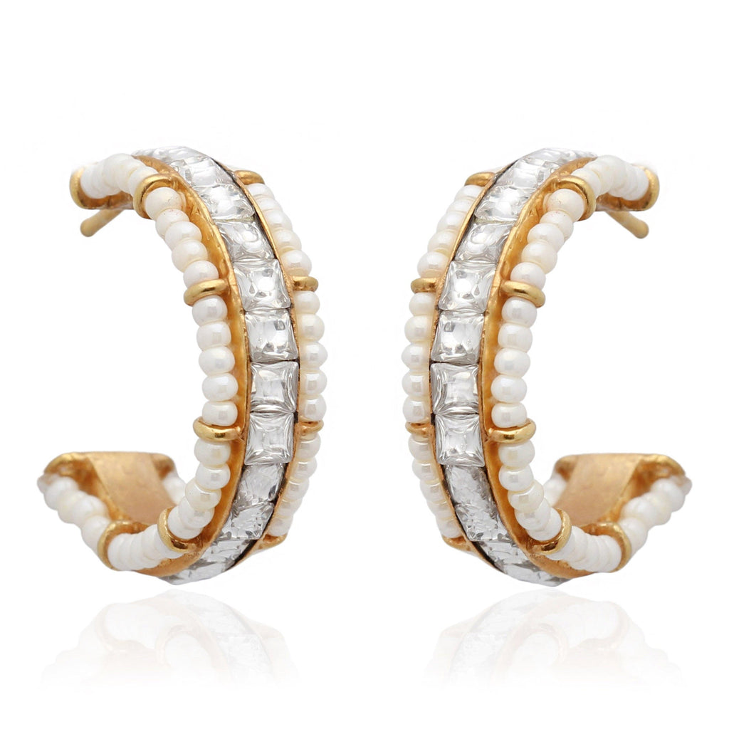 SILVER WHITE PEARL HOOP EARRINGS Earrings - By Unniyarcha - Original Manufacturers of Silver Jewelry, Gold Plated Jewellery, Fashion Jewellery and Personalized Soul Bands and Personalized Jewelry