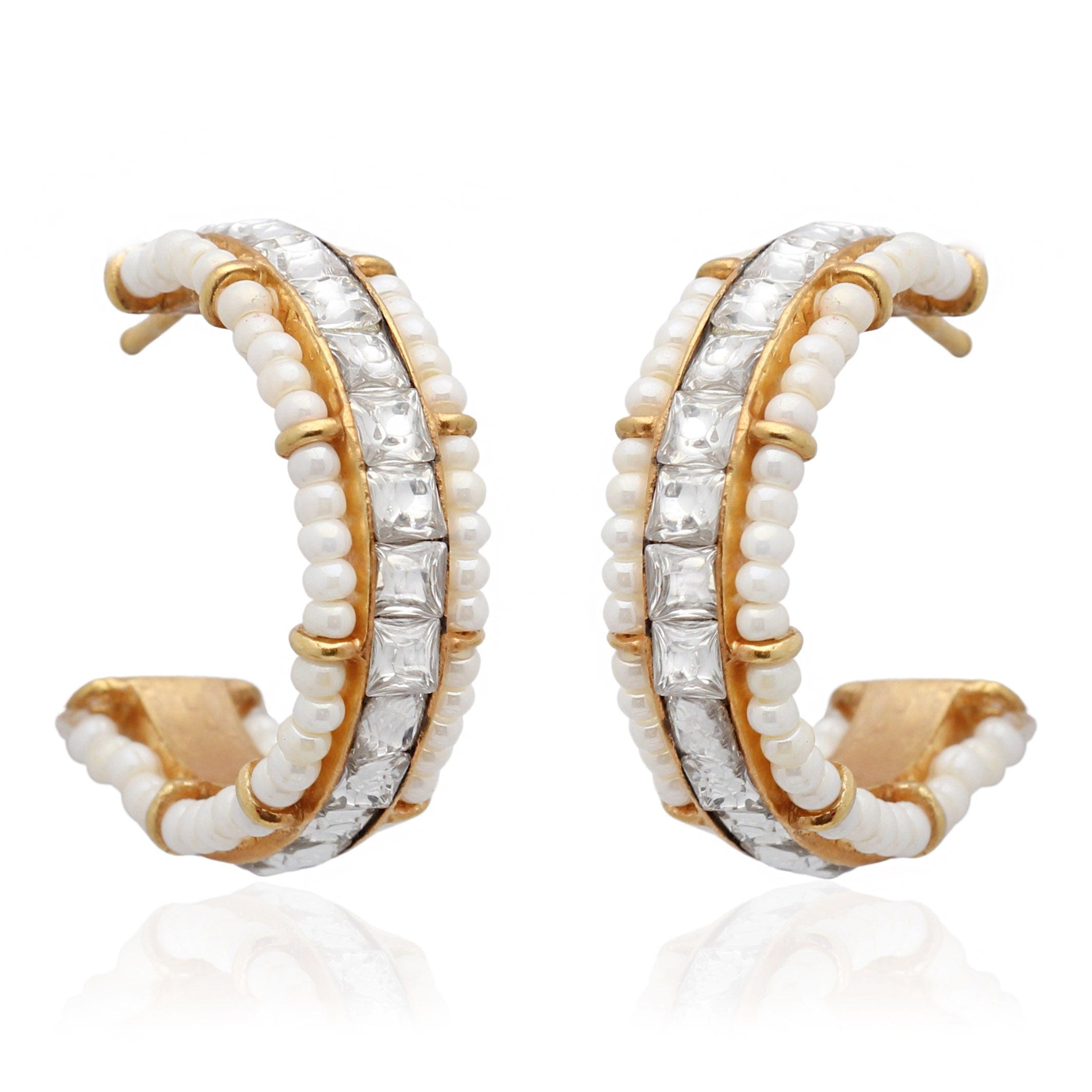 SILVER WHITE PEARL HOOP EARRINGS Earrings - By Unniyarcha - Original Manufacturers of Silver Jewelry, Gold Plated Jewellery, Fashion Jewellery and Personalized Soul Bands and Personalized Jewelry