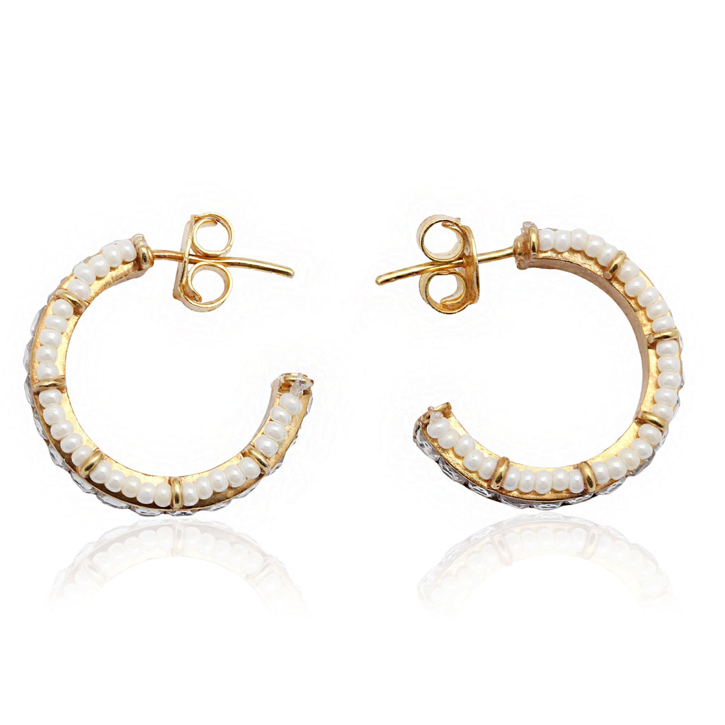 SILVER WHITE PEARL HOOP EARRINGS Earrings - By Unniyarcha - Original Manufacturers of Silver Jewelry, Gold Plated Jewellery, Fashion Jewellery and Personalized Soul Bands and Personalized Jewelry