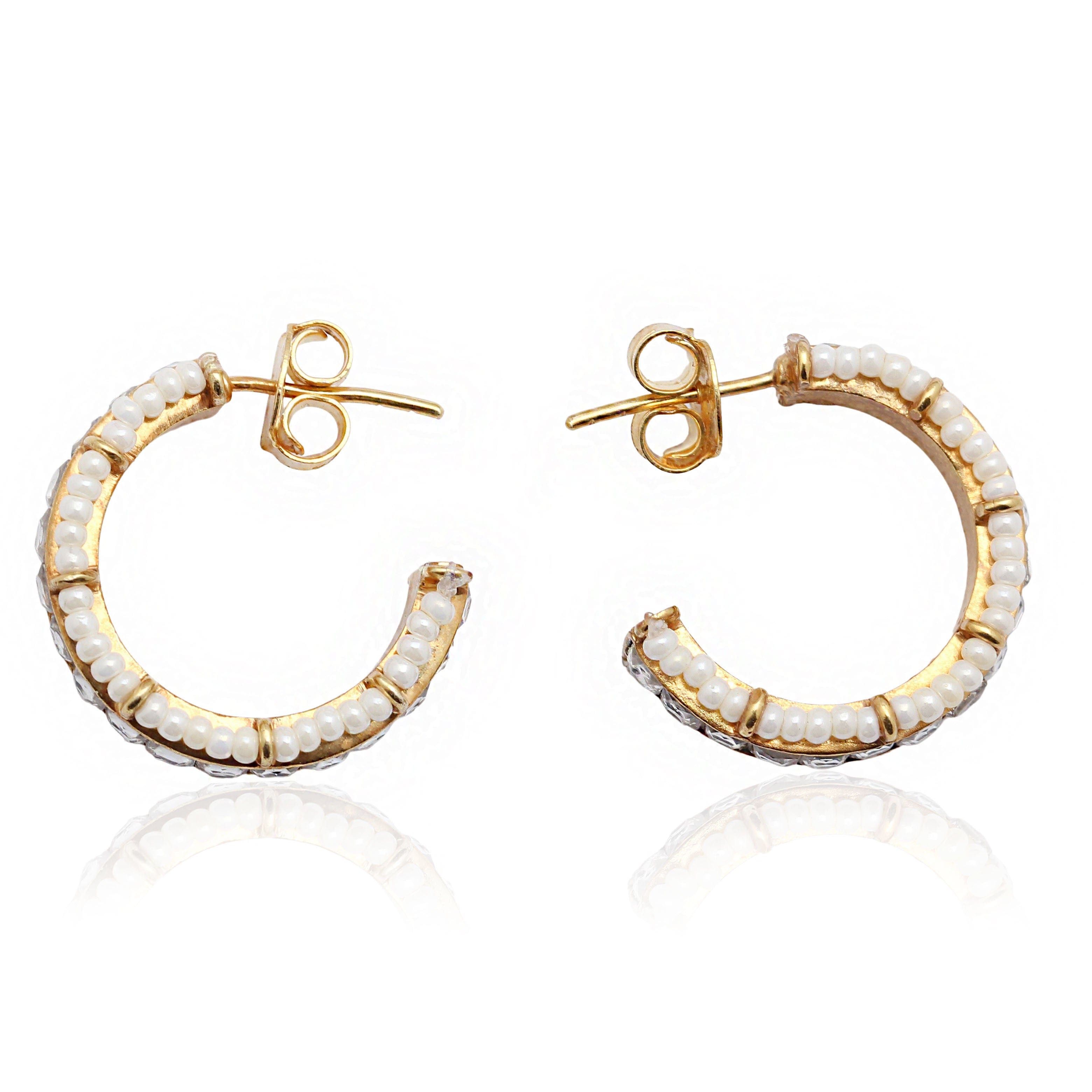 SILVER WHITE PEARL HOOP EARRINGS Earrings - By Unniyarcha - Original Manufacturers of Silver Jewelry, Gold Plated Jewellery, Fashion Jewellery and Personalized Soul Bands and Personalized Jewelry