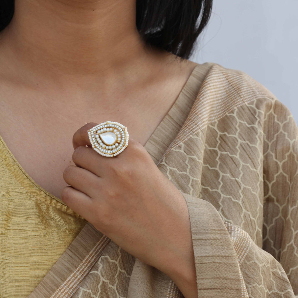 SILVER WHITE PEARL ROYALE RING Rings - By Unniyarcha - Original Manufacturers of Silver Jewelry, Gold Plated Jewellery, Fashion Jewellery and Personalized Soul Bands and Personalized Jewelry