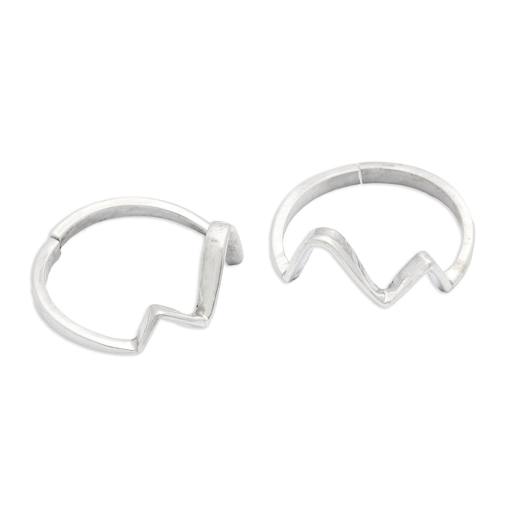 Silver Zic Zac Toe Ring