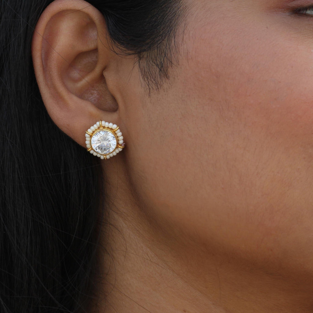 SPARKLY ZIRCON SILVER EARRINGS Earrings - By Unniyarcha - Original Manufacturers of Silver Jewelry, Gold Plated Jewellery, Fashion Jewellery and Personalized Soul Bands and Personalized Jewelry