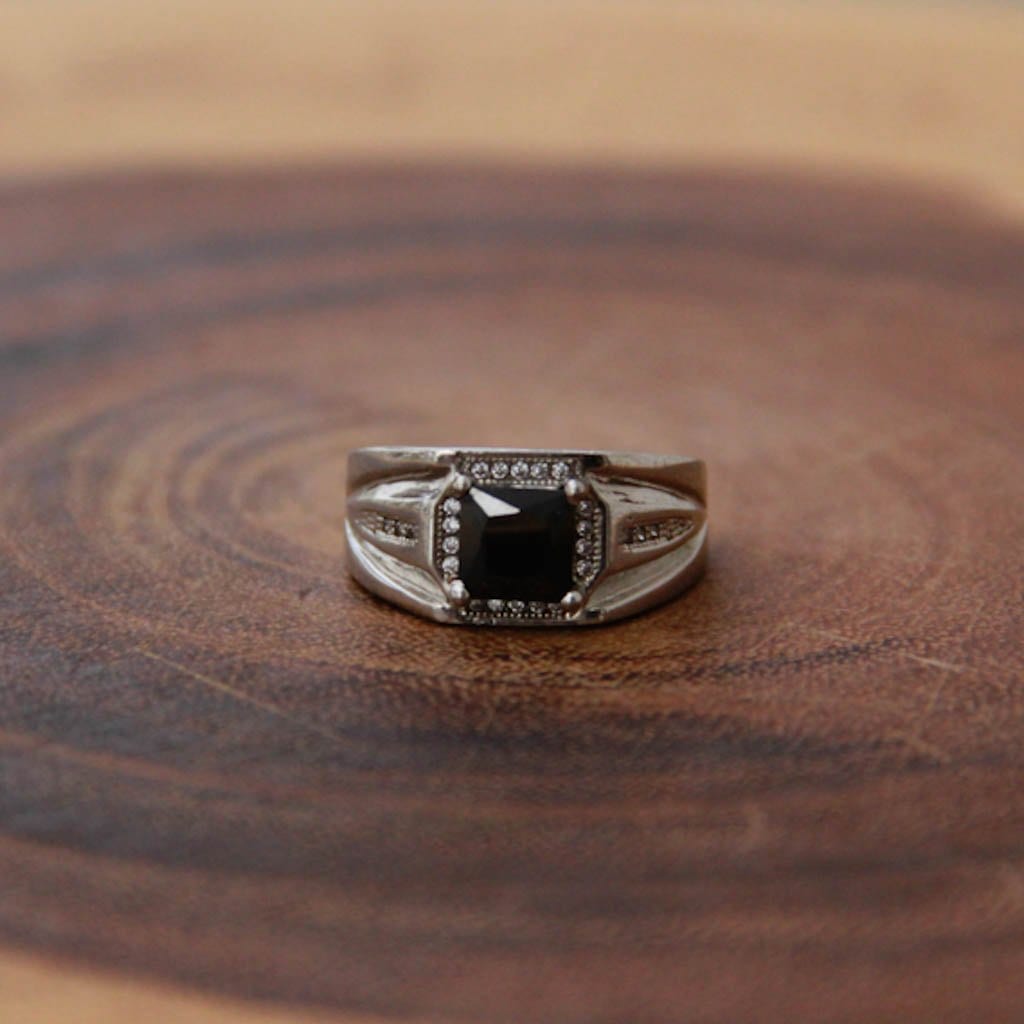 Square Cut Stone Silver Ring for Men Rings - By Unniyarcha - Original Manufacturers of Silver Jewelry, Gold Plated Jewellery, Fashion Jewellery and Personalized Soul Bands and Personalized Jewelry