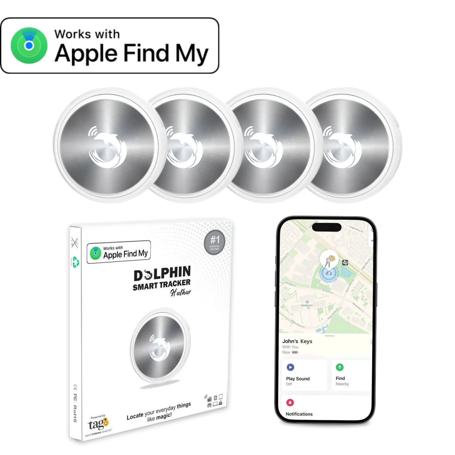 Dolphin Huthur smart tracker compatible with Apple Find My by tag8