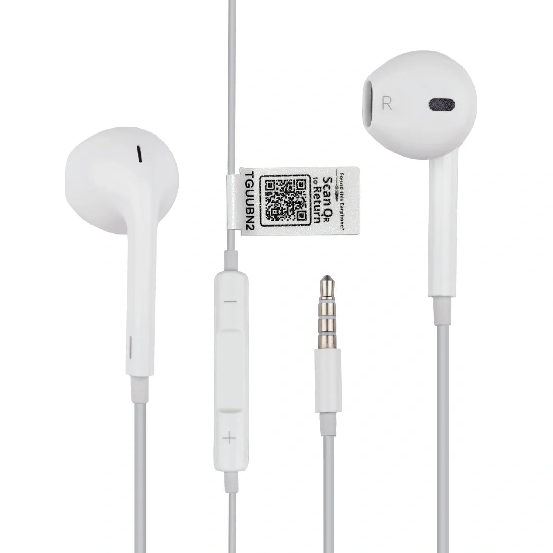 Tag8 earphones with QR code for quick identification