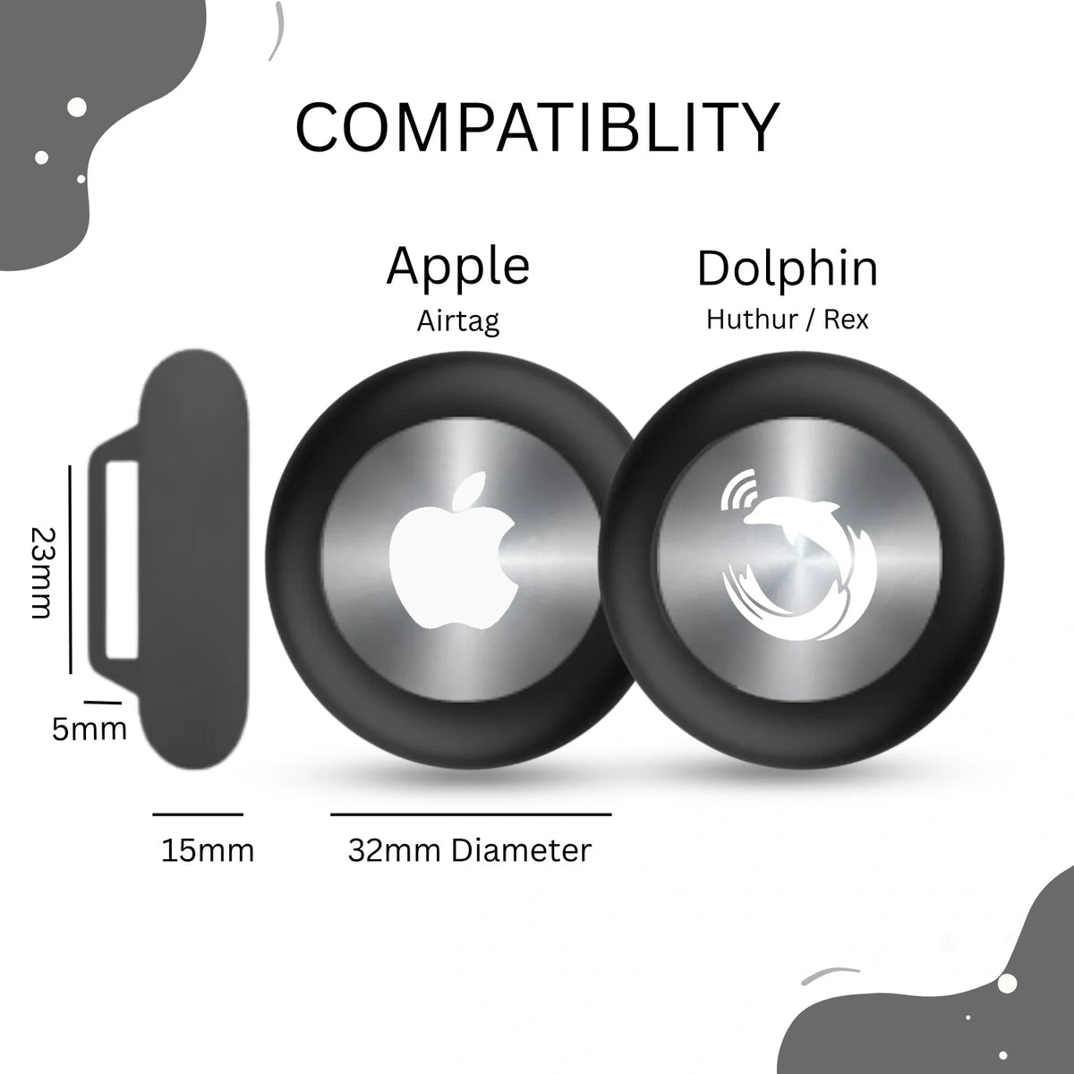 Black silicone holder for smart trackers by tag8