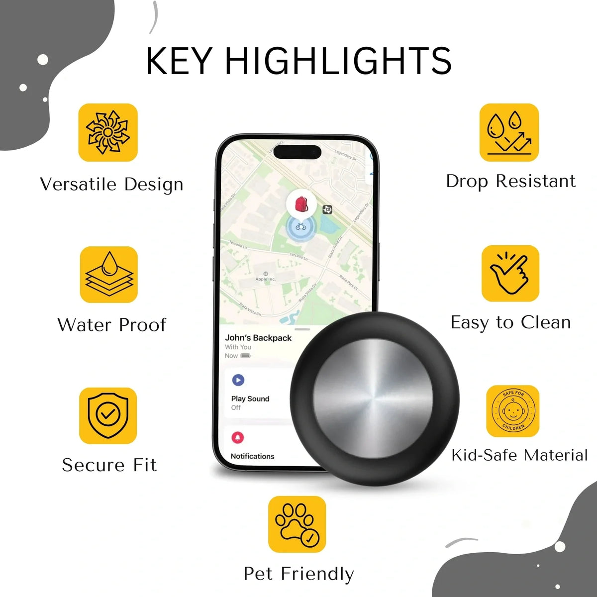 Black silicone holder for smart trackers by tag8