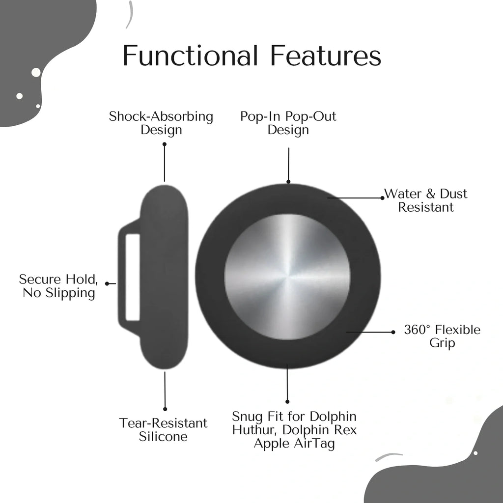 Black silicone holder for smart trackers by tag8