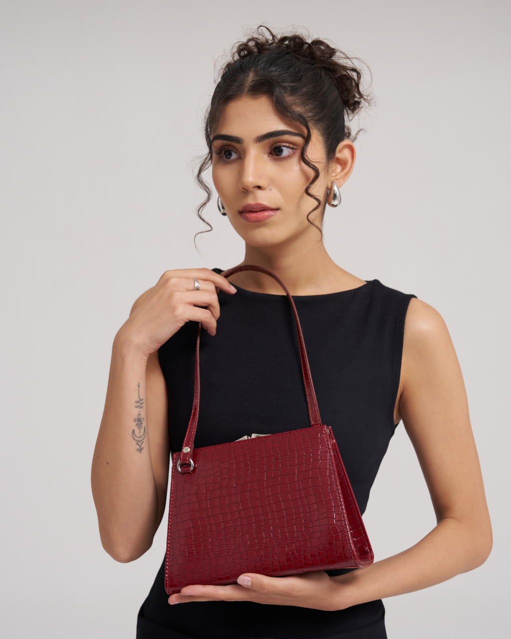 The Clutch Red Croc Clutch Bag