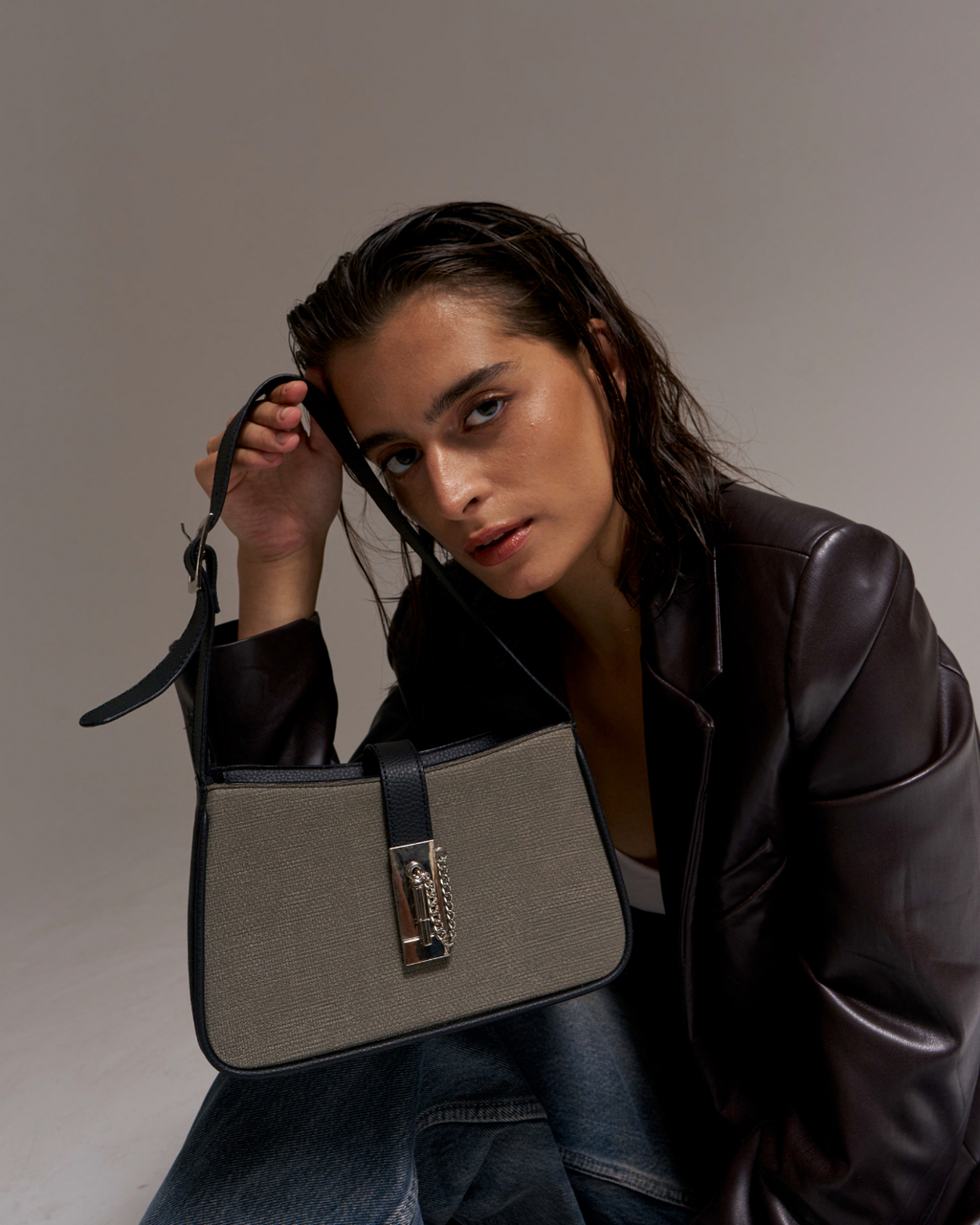 The Rebel Grey Black Color Shoulder Bag