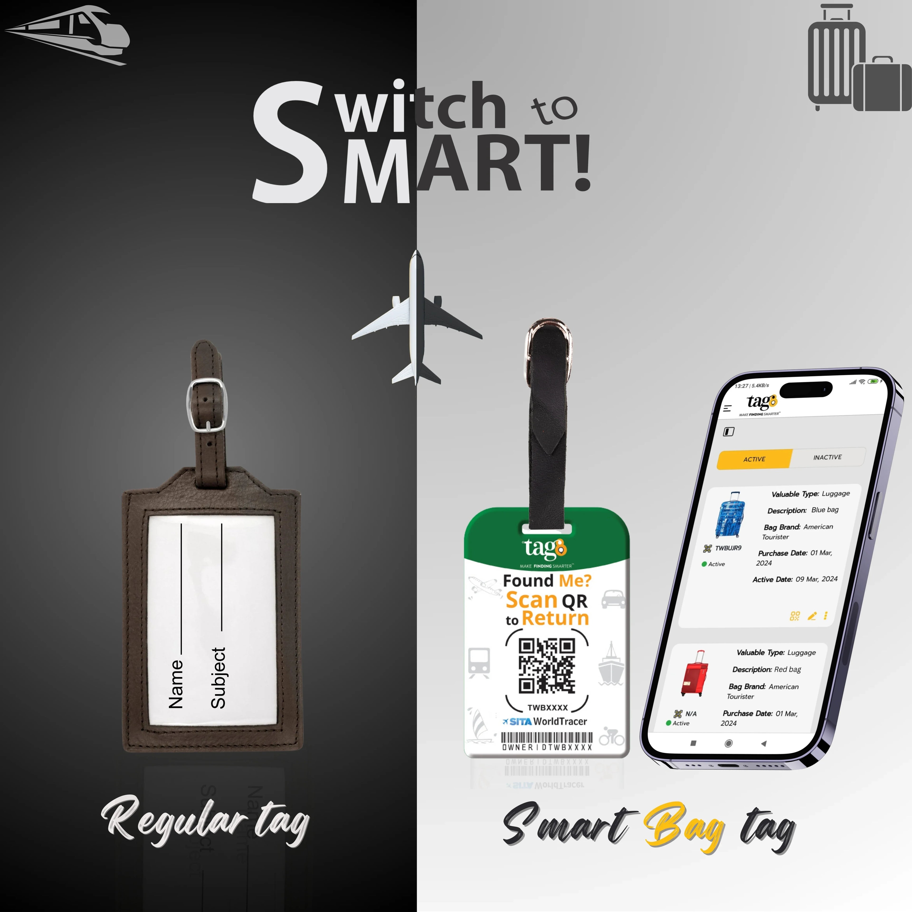 UAE QR Bag Tag by tag8 with QR code for tracking