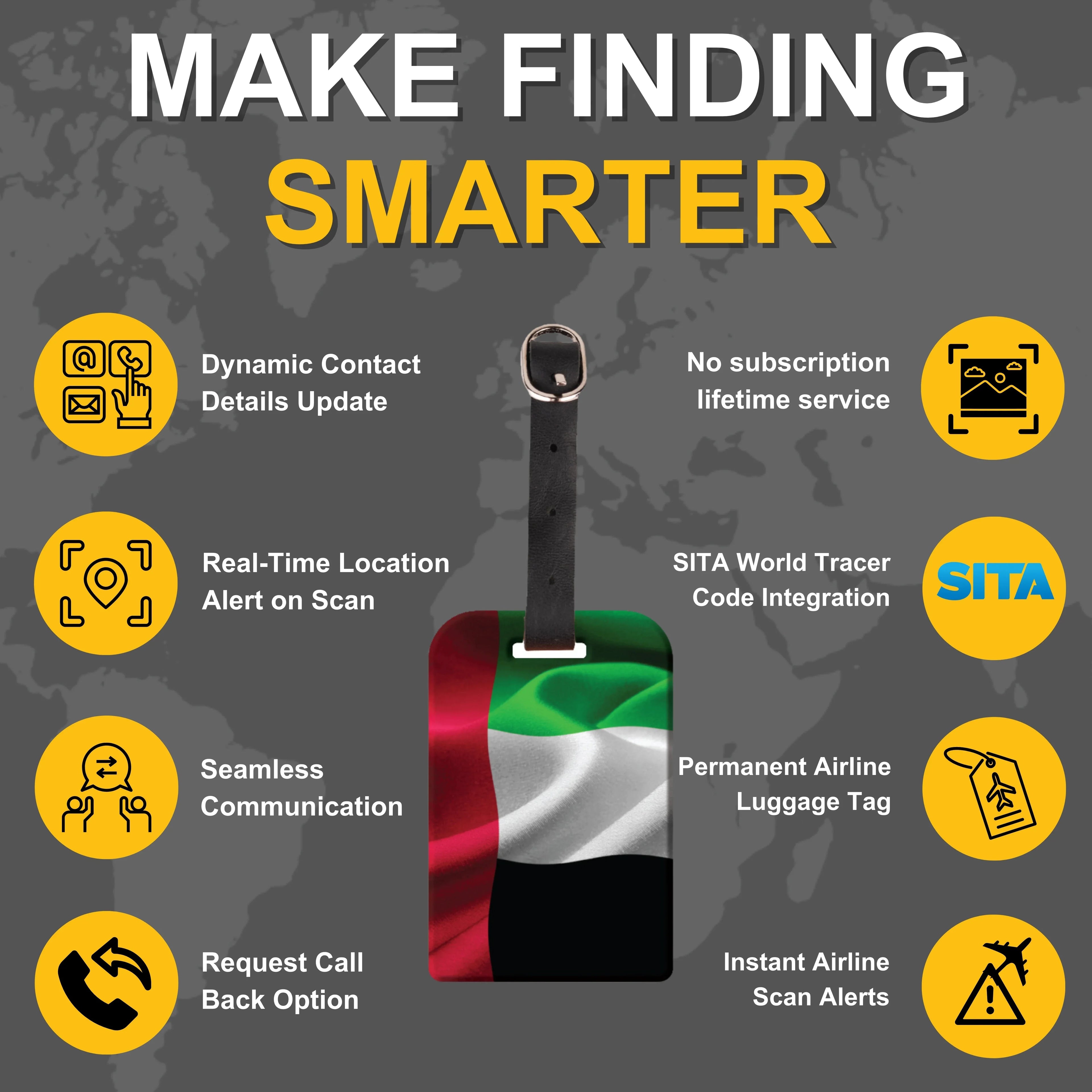UAE QR Bag Tag by tag8 with QR code for tracking