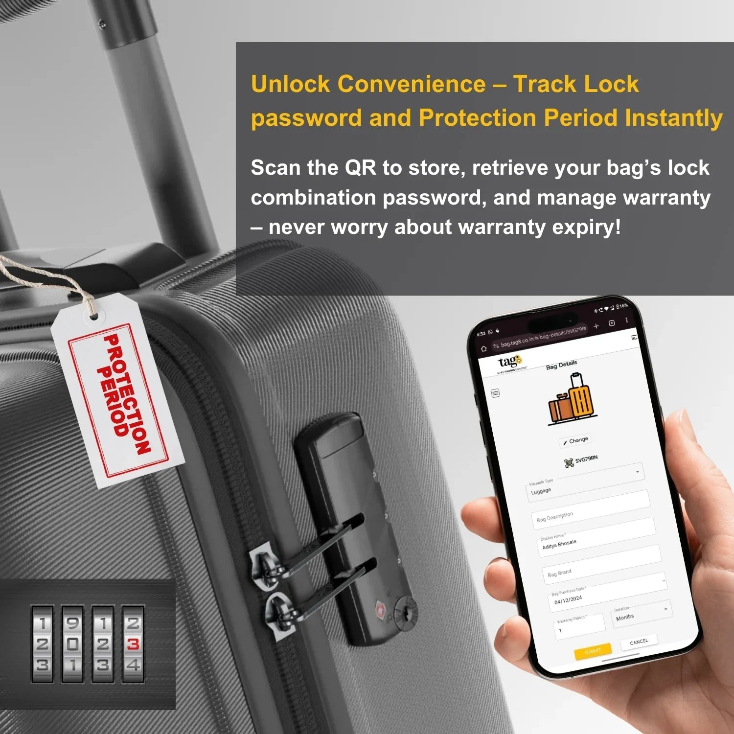 USA QR Bag Tag by tag8 for secure luggage tracking