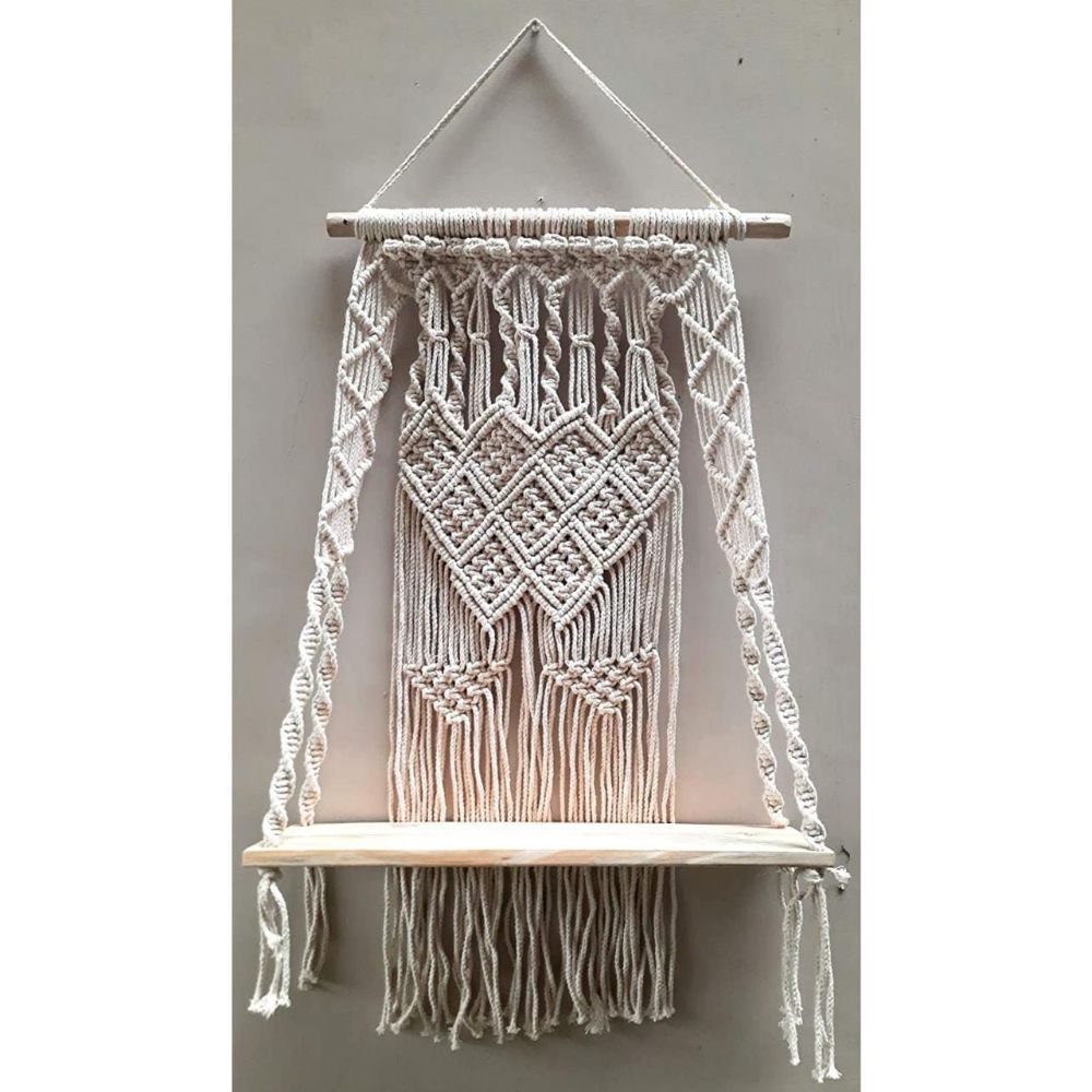 White Hanging Wooden Shelf 
Size: 24" Long 
Plank : 5"X16"-Indiehaat