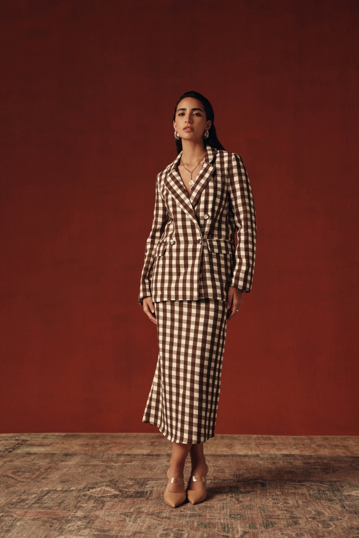 Vichy Blazer - Sage By Mala
