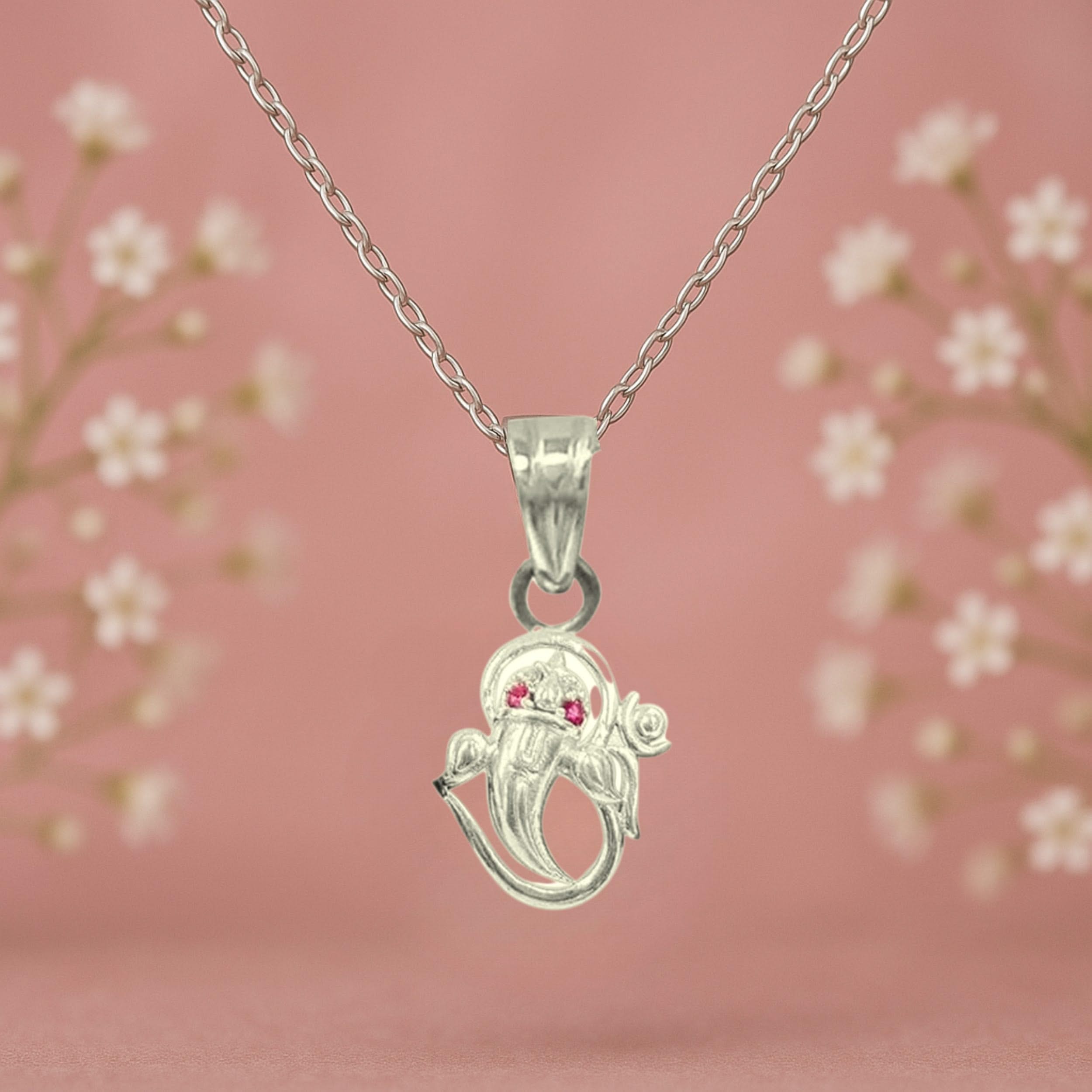 Divine Grace 925 Silver Ganesha Pendant Necklace